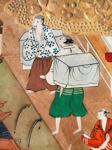 Osakazu Byobu - 日本八扇折叠屏风（绘画） 作者 日本学校