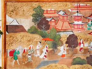 Osakazu Byobu - 日本八扇折叠屏风（绘画） 作者 日本学校