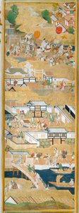 Osakazu Byobu - 日本八扇折叠屏风（绘画） 作者 日本学校