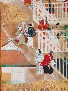 Osakazu Byobu - 日本八扇折叠屏风（绘画） 作者 日本学校
