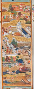 Osakazu Byobu - 日本八扇折叠屏风（绘画） 作者 日本学校