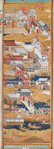 Osakazu Byobu - 日本八扇折叠屏风（绘画） 作者 日本学校