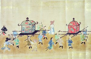1651年德川Ietsunas继承时的第六届韩国驻日使馆的一部分，可能是Kano Masunobu（1625-94）1655-57（卷轴画）（另见120822和120823） 作者 日本学校