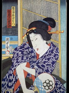 带扇子的女演员肖像 作者 日本学校