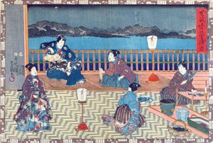 准备鱼（彩色木刻） 作者 日本学校