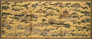 洛中洛外图》，17 世纪下半叶（纸本水墨、彩色和金箔
17世纪下半叶（纸本水墨、彩色、金色） 作者 日本学校