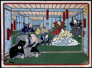 武士集团--在 "47个浪人的复仇 "19世纪。歌舞伎系列 作者 日本学校