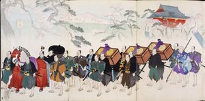 3月的武士勇士，19世纪的Woodcuts专辑，手工彩木版画 作者 日本学校