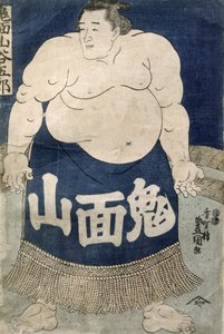 相扑摔跤手（彩色木刻） 作者 日本学校