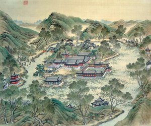 19 世纪日本版画的大皇宫细节。 作者 日本学校