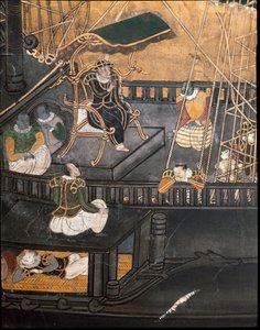 葡萄牙船，从耶稣会葡萄牙传教士抵达日本开始（绘画 作者 日本学校