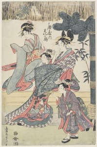 the giya House的妓女Hana？gi，c.1796-97（彩色木版画） 作者 日本学校