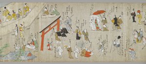 天神神社卷轴（一对中的一个）（细节），土佐学校，17世纪（墨水，颜色和gofun在纸上）（另见5846317） 作者 日本学校