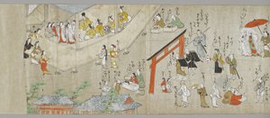 天神神社卷轴（一对中的一个）（细节），土佐学校，17世纪（墨水，颜色和gofun在纸上）（另见5846316） 作者 日本学校