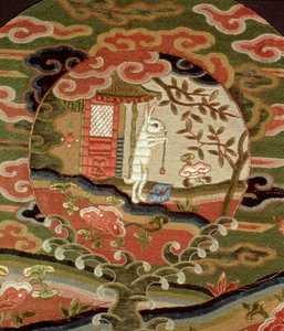 江户时代的龟与野兔（1600-1868）（丝绸刺绣）（详细） 作者 日本学校