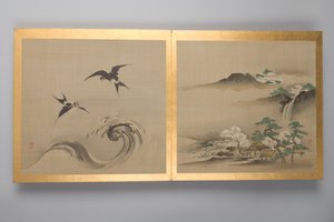 30 幅花鸟和风景画，18 世纪晚期（画册；丝绸） 作者 日本学校