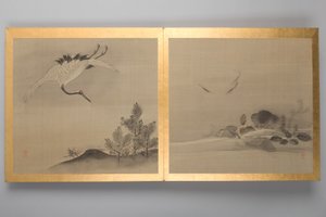 30 幅花鸟和风景画，18 世纪晚期（画册；丝绸） 作者 日本学校