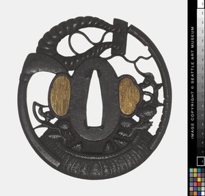 Tsuba: Flowers, Scythe, Rope, early 18th century (Iron) 作者 日本学校