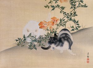 两只猫，来自The Kokka杂志的插图，1898-99