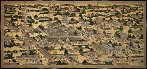 京都内外景色》（Rakuchu rakugai zu），约 1616-24 年（纸上墨水、彩色和金箔） 作者 日本学校