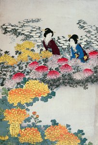 花园里的女人（彩色木版画）