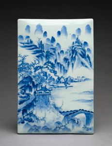带景观的书写盒，濑户窑址（瓷器） 作者 日本学校
