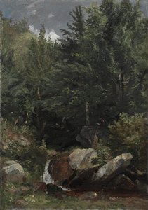 山坡上的树木和溪流，1853年。