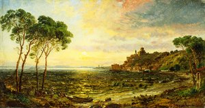 苏塞明湖落日，1887年 作者 贾斯珀·弗朗西斯·克罗普西