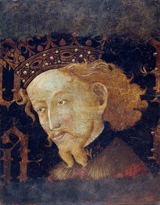 阿拉贡的詹姆斯一世，被称为征服者 - 詹姆斯一世（1208-1276 年），阿拉贡国王 - Jaume (Jaime) Mateu（1382-1452 年）的绘画 - 1427 年 - 画板上的钢笔画 - 56,5x45,4 - 巴塞罗那加泰罗尼亚国家艺术博物馆