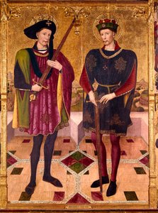 Saint Abdon 和 Saint Sennen，公元 303 年左右在罗马皇帝戴克里先 (245-313) 对基督徒的迫害下死去的殉道者 作者 海梅·休格（Jaume Huguet）