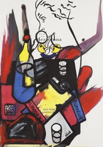 长途电话，2015 年（水彩纸上的混合媒介，裱在面板上，背面印有食谱） 作者 杰·巴特勒