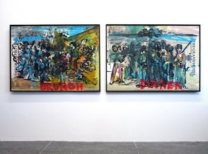 历史的处决》，2010 年（水彩纸上的混合媒介，裱在面板上，背面印有食谱） 作者 杰·巴特勒