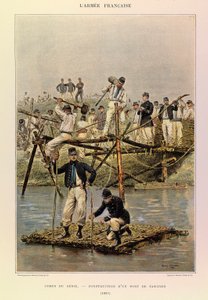 儒勒-理查德上尉的法国军队的类型和制服，由爱德华-迪特尔（1848-1912）画的。Genie军团；1887年建造的一座桥，私人收藏。 作者 让·巴蒂斯特·爱德华·Detaille