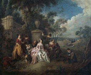 公园里的会议，让-巴蒂斯特-佩特（1695-1736），布面油画 作者 让·巴蒂斯特·约瑟夫·帕特
