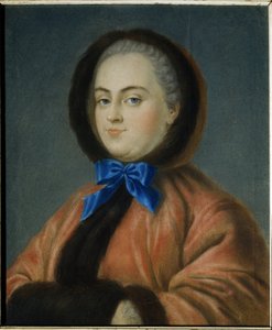 冬季达莉亚-阿列克谢耶夫娜-戈利岑娜公主肖像（1724-1798 年）。(Winter. Daria Alexeyevna Golitsyna 公主肖像）。让-弗朗索瓦-萨姆索瓦（Jean Francois Samsois，活跃于 18 世纪中期）的作品，纸板上的粉彩画。 作者 让·弗朗索瓦·萨姆索瓦