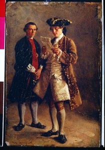 读信 - Ernest Meissonier（1815-1891 年）的油画，布面油画 作者 让·路易斯·欧内斯特·迈森尼尔