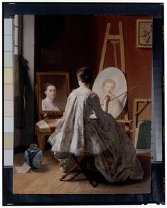 Portrait of an artist painting her self-portrait
