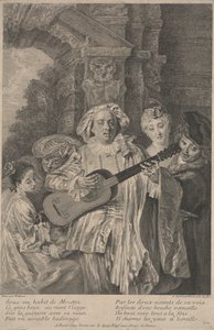 在《 Mezetin服装》中，亨利·西蒙·托马斯（Henri Simon Thomassin）约1717-1726年作的版画（蚀刻） 作者 让·安托万（后）瓦托