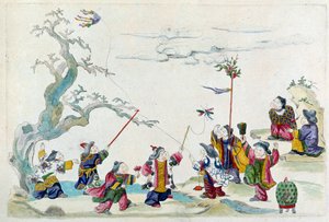 来自中国花瓶的绘画：fete。 让·安托万·弗雷斯 (Jean Antoine Fraisse) 的绘画（18 世纪）