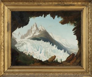 从森林冰川拱顶俯瞰阿尔卑斯山（布面油画）