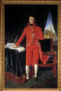 拿破仑·波拿巴（1769-1821）的全身肖像，作为约瑟夫·佩尔继让·奥古斯特·多米尼克·安格尔（Jean-Auguste-Dominique Ingres）（1780-1867）1929年周日创作的第一幅领事画。 1.2x2.2米。 马尔迈松城堡博物馆 注意！ 使用本作品可能会受到限制