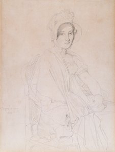 Marie Marcoz的肖像，后来的Vicomtesse de Senonnes de Senonnes，1813年（编织纸上的石墨铅笔） 作者 让·奥古斯特·多米尼克·英格里斯