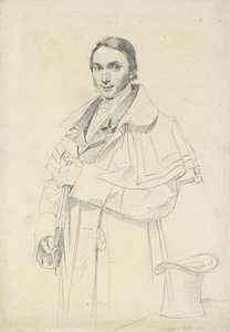 Jean-Francois-Antoine森林的四分之三长度肖像（白色编织纸上的石墨） 作者 让·奥古斯特·多米尼克·英格里斯