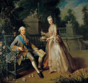 路易-让-玛丽-德-波旁，潘提弗尔公爵（1725-1793）和他的女儿路易丝-阿德莱德（1753-1821），后者成为奥尔良公爵夫人和奥尔良的路易-菲利普二世（dit Philippe Egalite）（1747-1793）的妻子 让-巴蒂斯特-沙彭蒂耶（1728）所绘