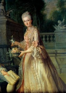 路易斯·阿德莱德的肖像，未来的奥尔良公爵夫人（1753-1821）细节。 Jean Baptiste Charpentier (1728-1806) 18 世纪的绘画。