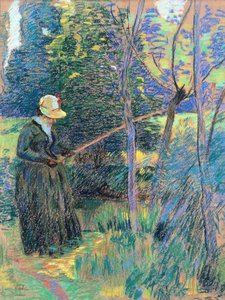 Guillaumin夫人钓鱼，c.1894（粉彩） 作者 让·巴蒂斯特·阿曼德·纪尧姆