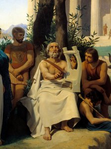 荷马，公元前9世纪希腊诗人。 Jean-Baptiste Auguste Leloir（1809-1892）卢浮宫博物馆的绘画细节。