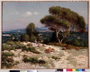 马赛圣卢普高地的牧羊人 让·巴蒂斯特·博丹 (Jean Baptiste Baudin，1856-1922) 的绘画 48x63 厘米 强制提及：收藏基金会致敬普罗旺斯、马赛 作者 让-巴蒂斯特·博丹