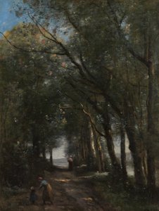 穿过树林的小巷， 1870-73。 作者 让·巴蒂斯特·卡米尔·科罗