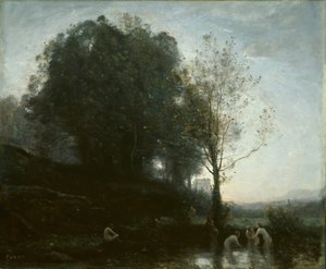沐浴的仙女和孩子，185560。 作者 让·巴蒂斯特·卡米尔·科罗